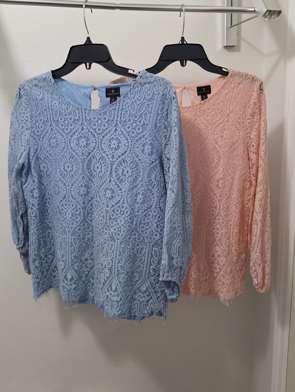 2 Worthington Lace Tops in Blue and Pink